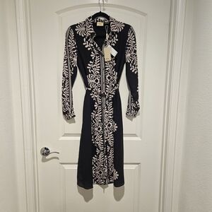 Elie Tahari Black and Cream Midi Dress #821